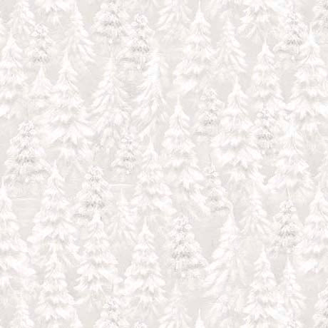 Snowy Trees Flannel fabric in Cream