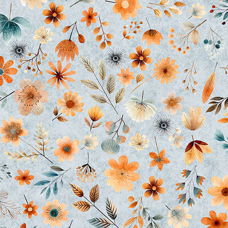 Small Floral, Gray, Yardage