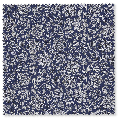 Embroidered Garden in Navy by Felicity Fabrics