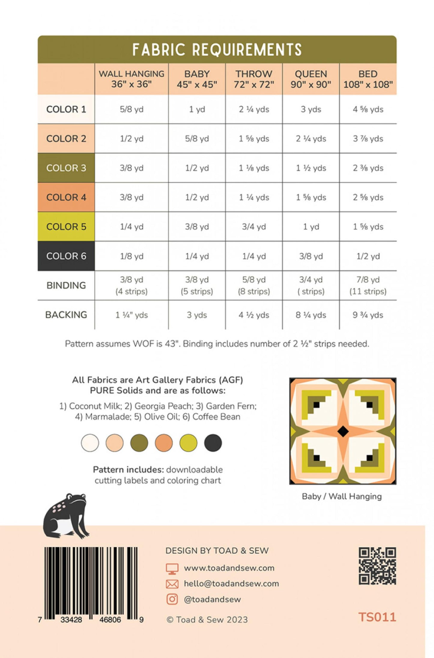 Back of Sky Cabin Quilt Pattern