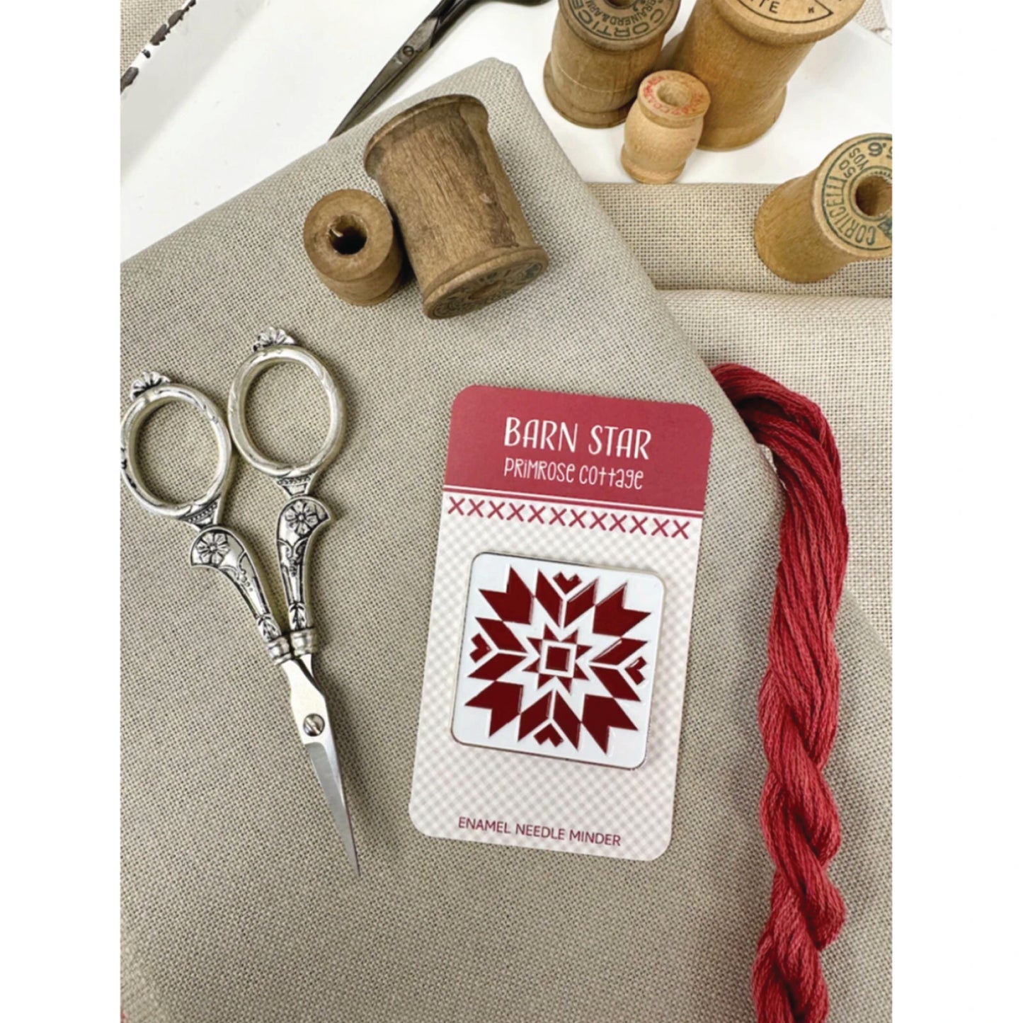 Barn Star Enamel Needle Minder from Primrose Cottage