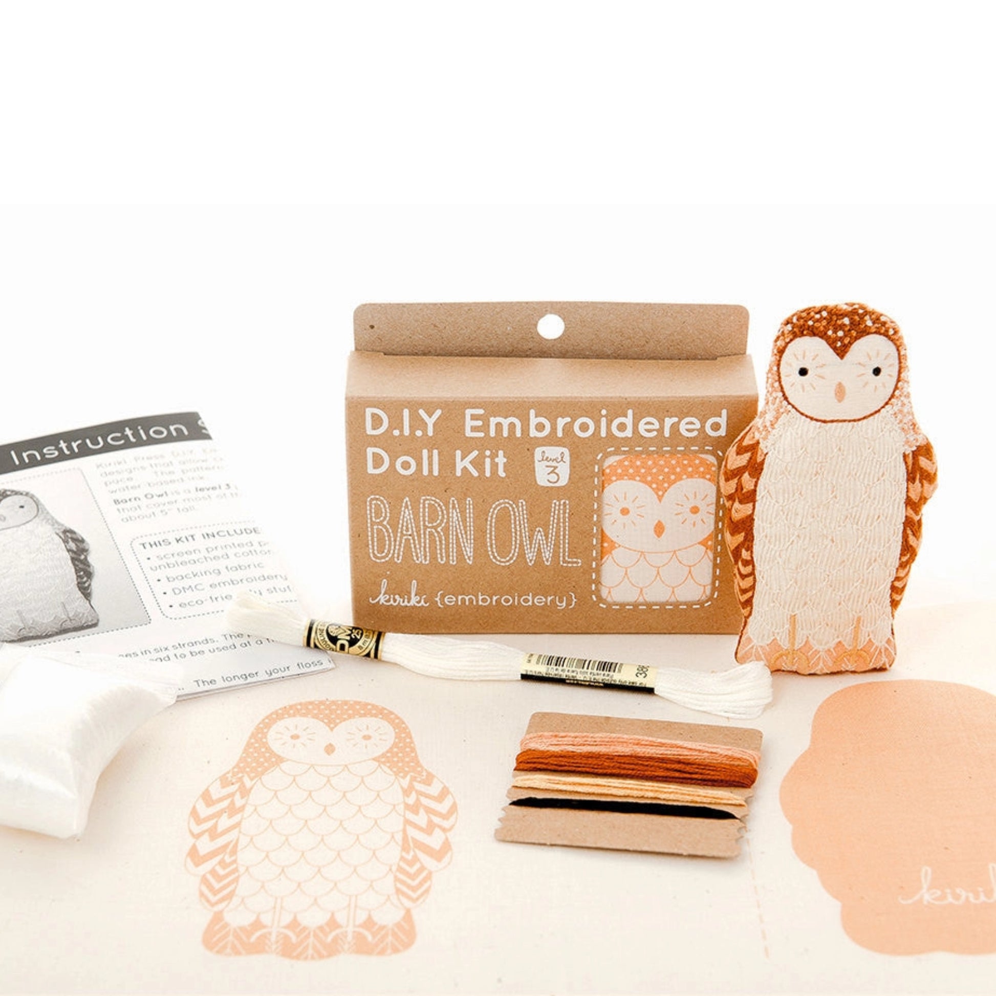 Barn Owl Doll Kit with package contents