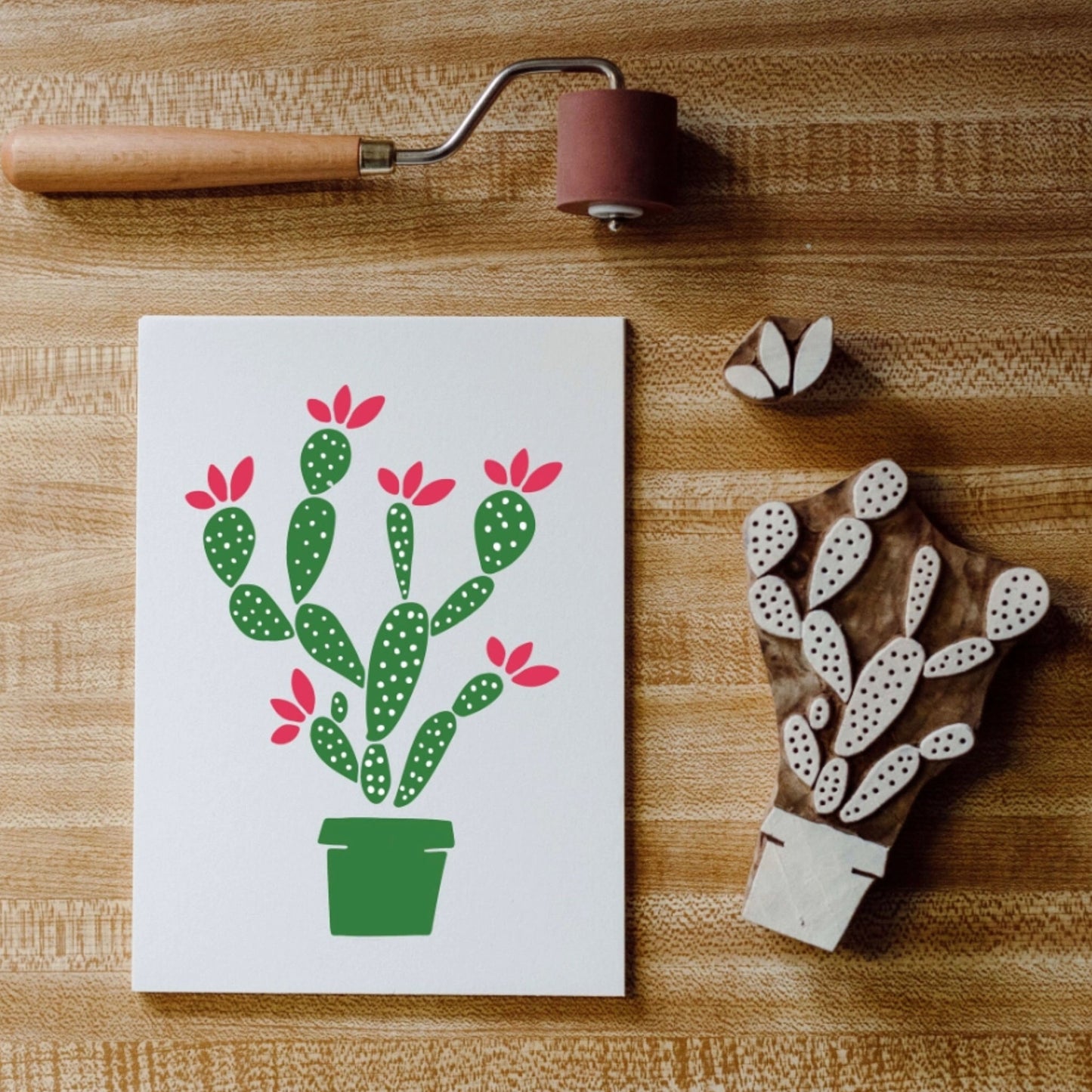 Blooming Cactus Wood Block Printing Kit