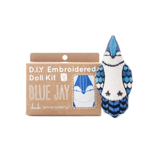 Blue Jay Embroidered Doll Kit in package