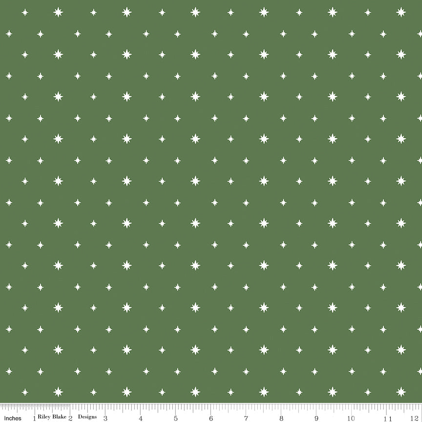 Green fabric with white star pattern