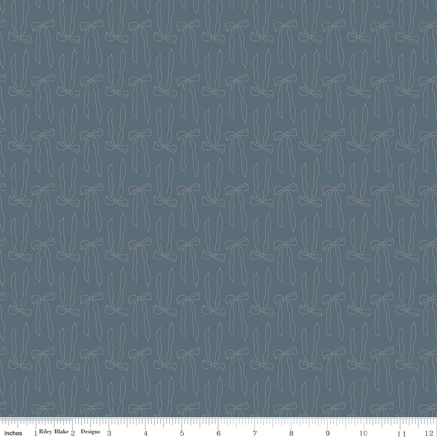 Small outlined bows on a blue background