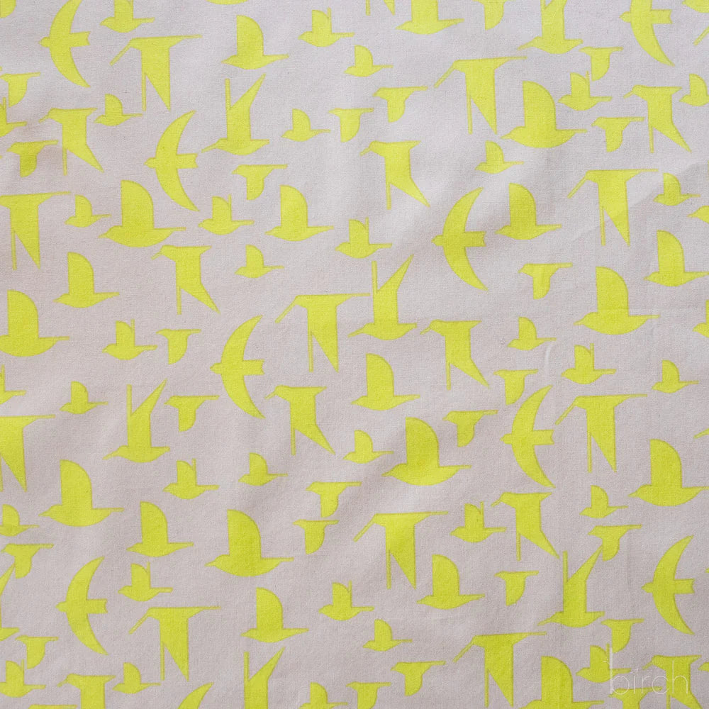 Pattern of yellow birds on a gray background