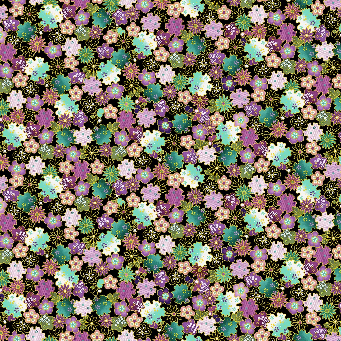 Multi Metallic Geo Floral Metallic from Timeless Treasures