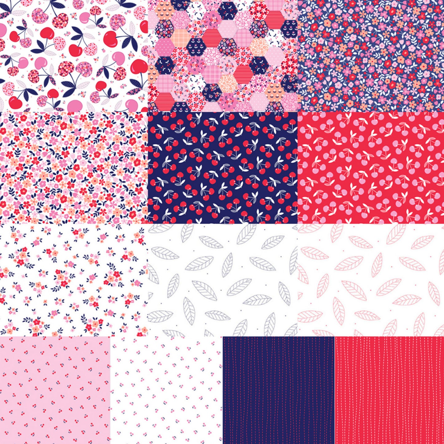 Cherry Patch Fabric Bundle Thumbnails from P & B Textiles