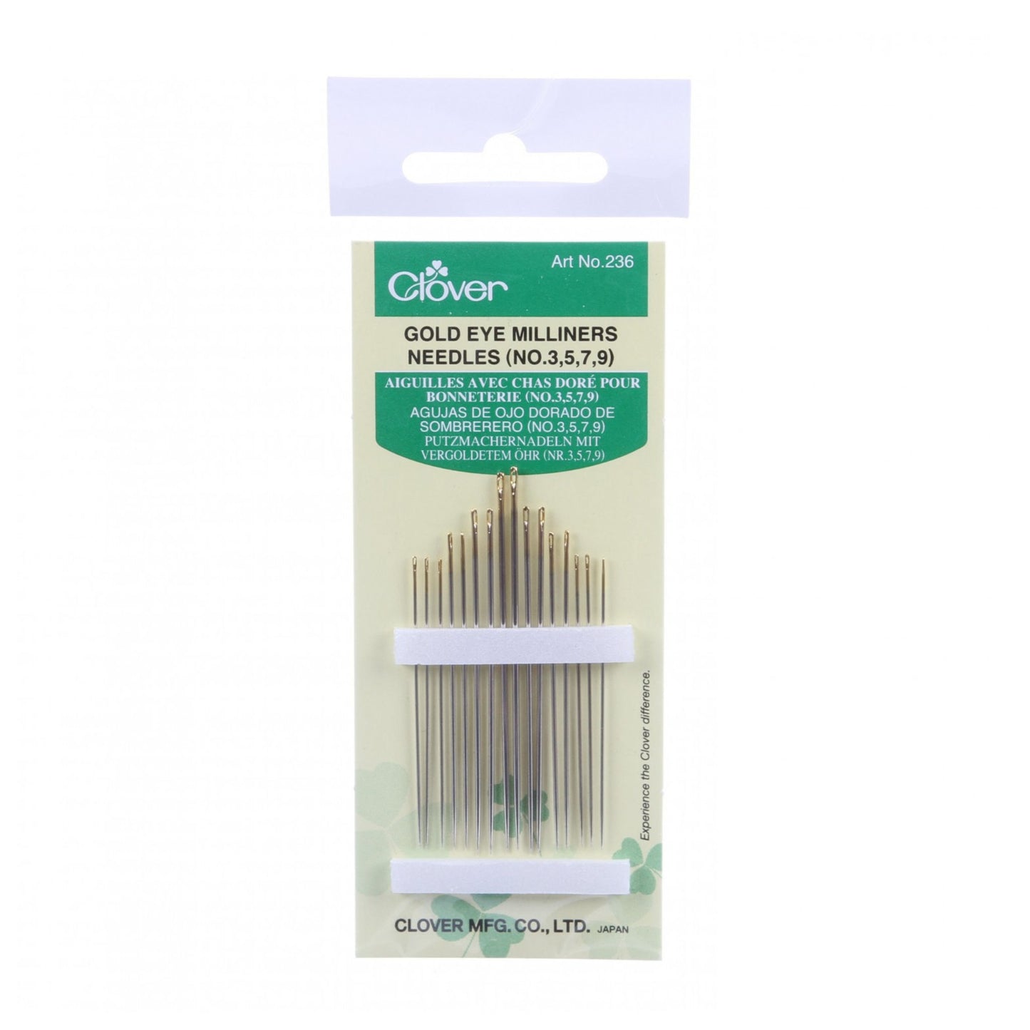 Clover Gold Eye Milliner Needles in package