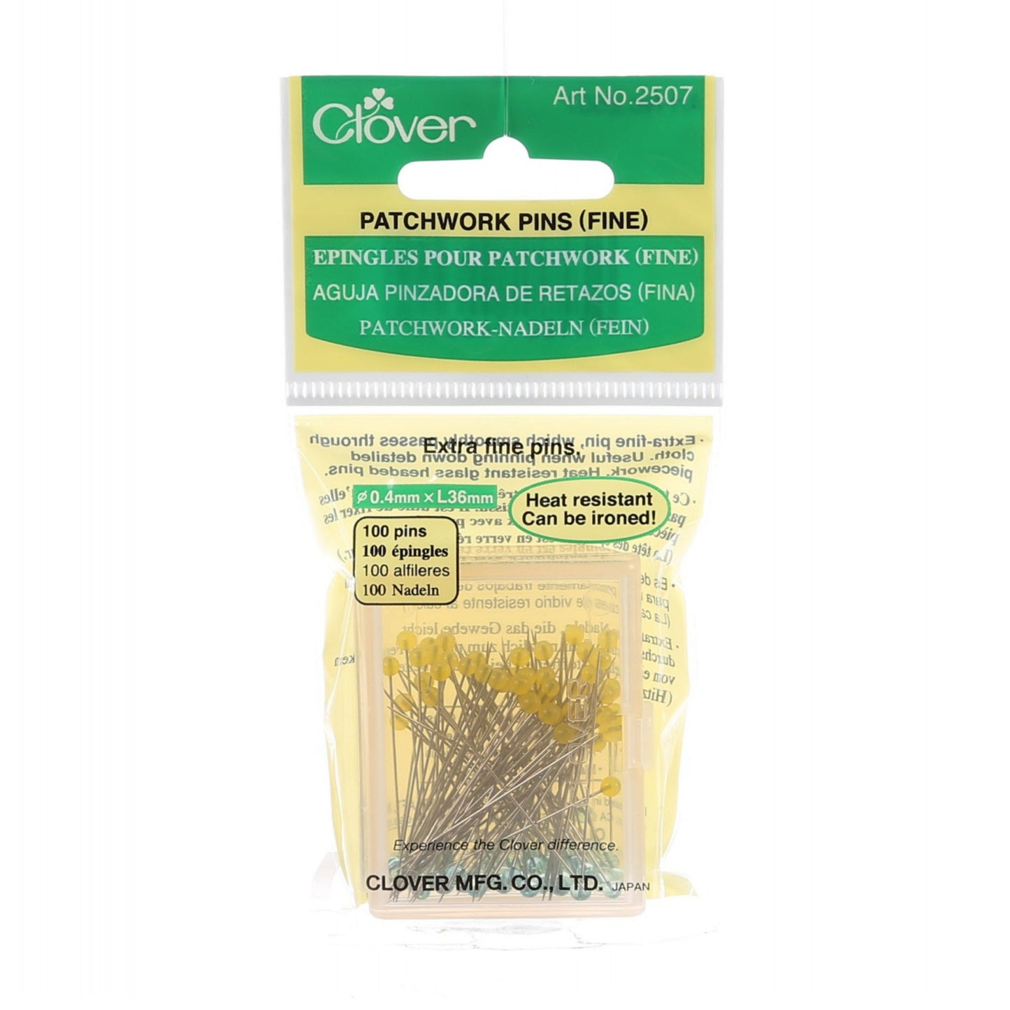 Extra Fine Patchwork Glasshead Pins from Clover