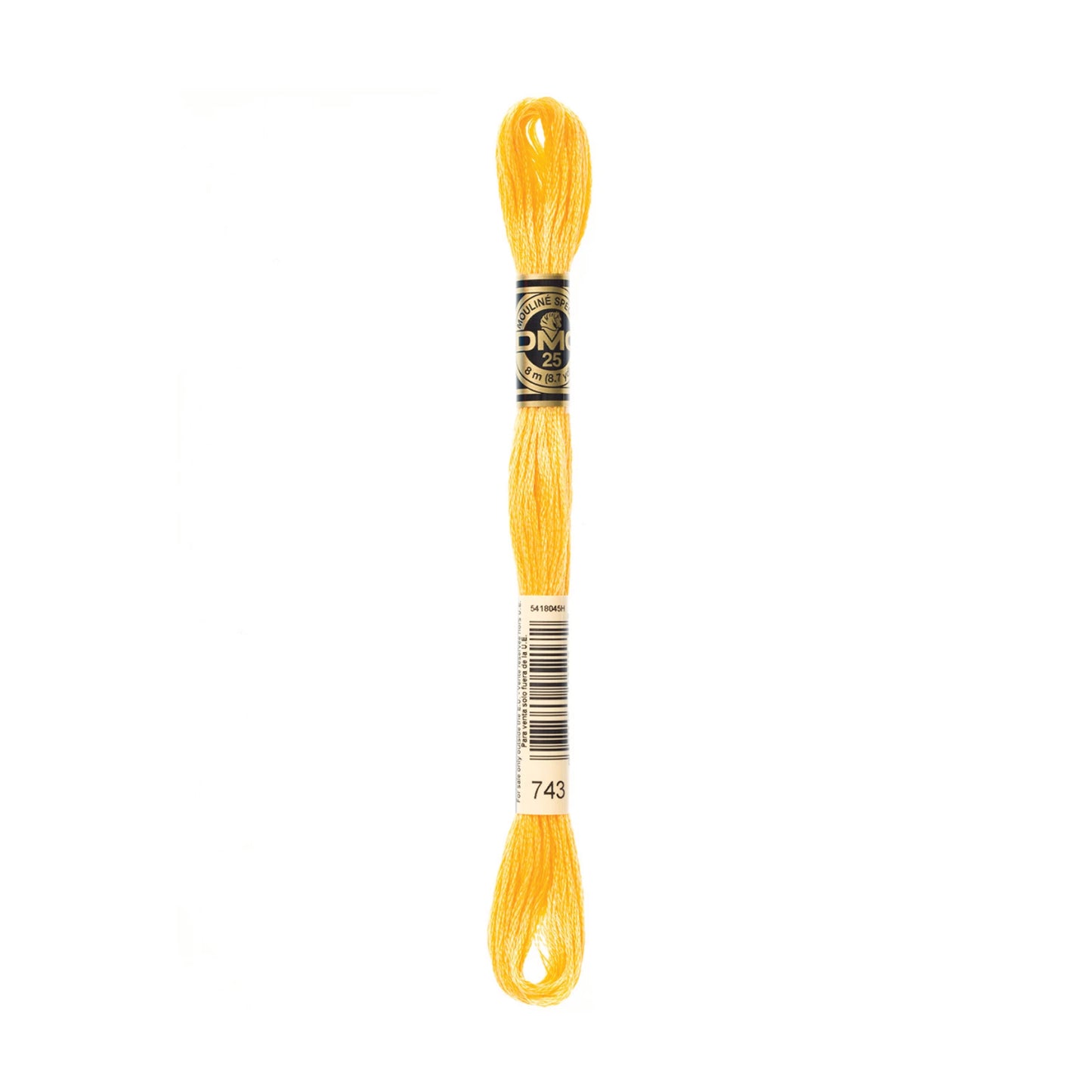Medium Yellow 743 Six Strand Embroidery Floss from DMC