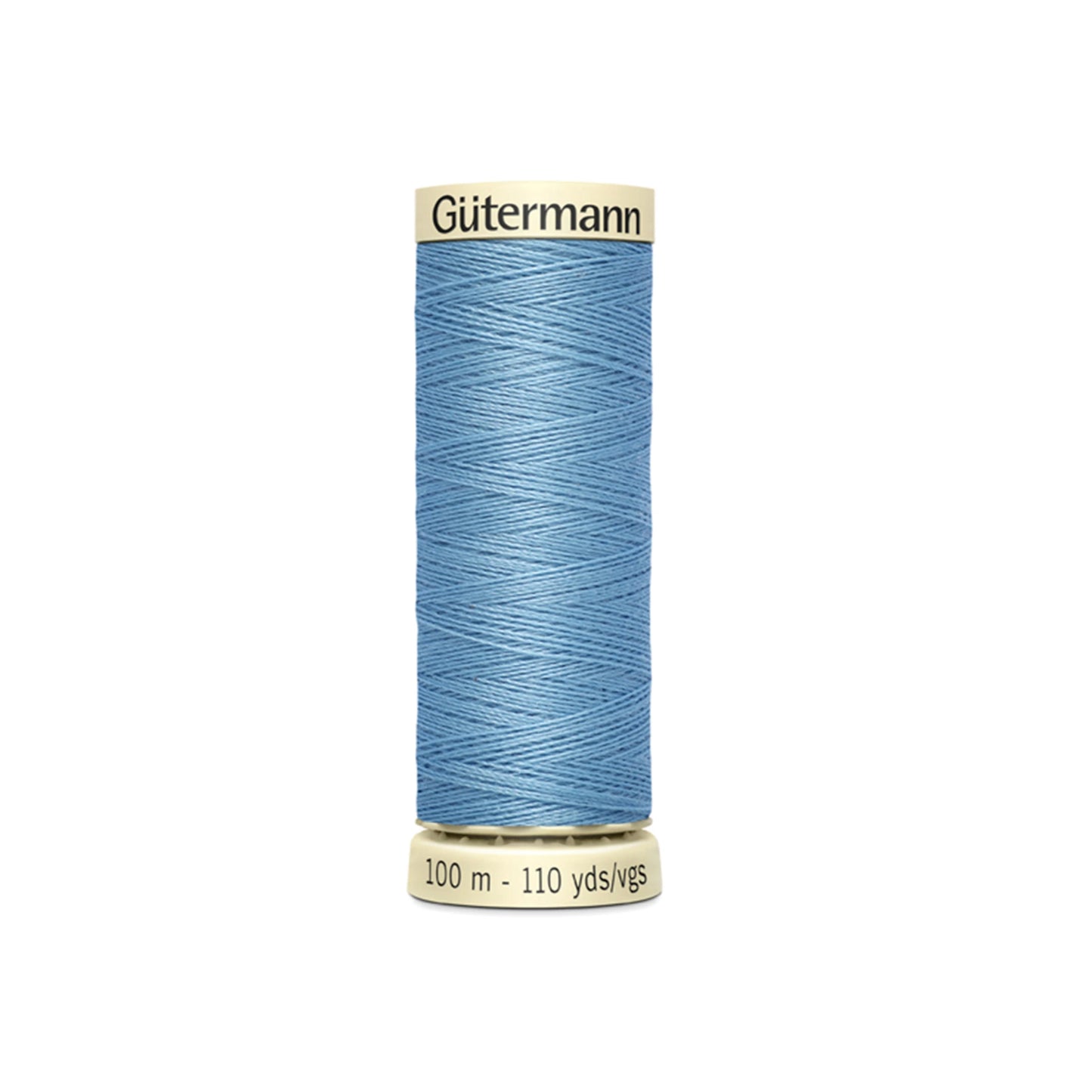 Spool of Gutermann thread on a white background