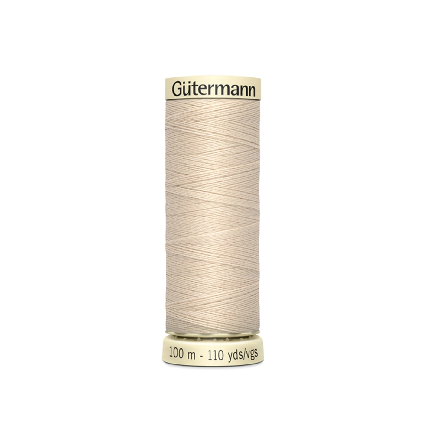 Spool of Gutermann thread on a white background