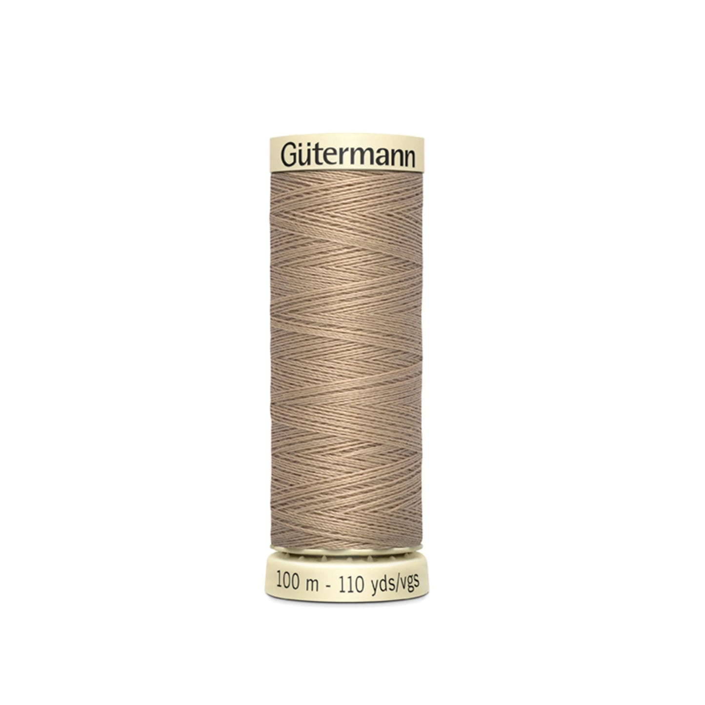 Spool of Gutermann thread on a white background