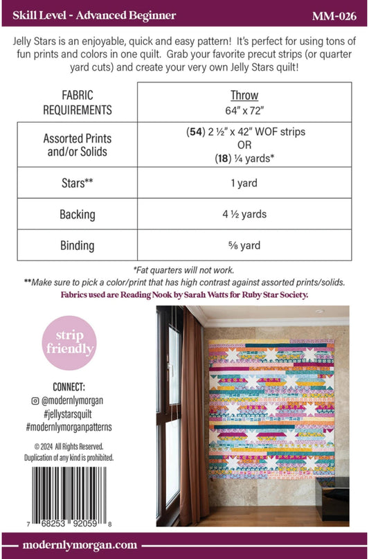 Back of Jelly Stars Quilt Pattern