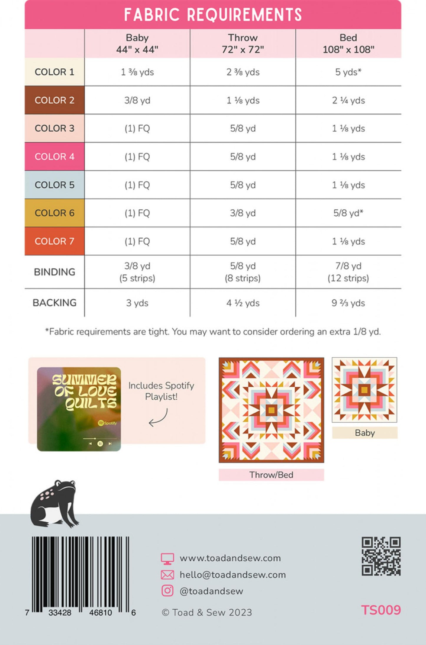 Back of Joplin Quilt Pattern