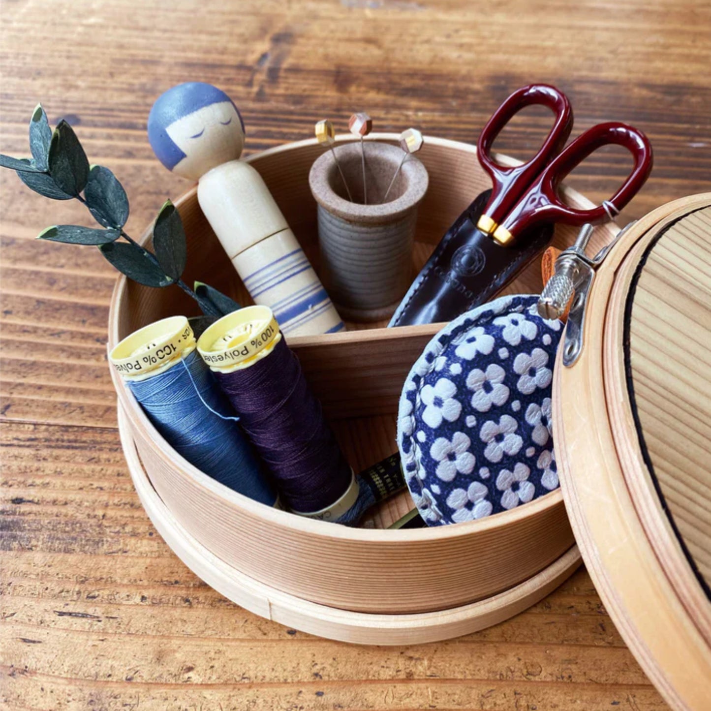 Kokeshi Doll Pin Cushion with Sewing Notions