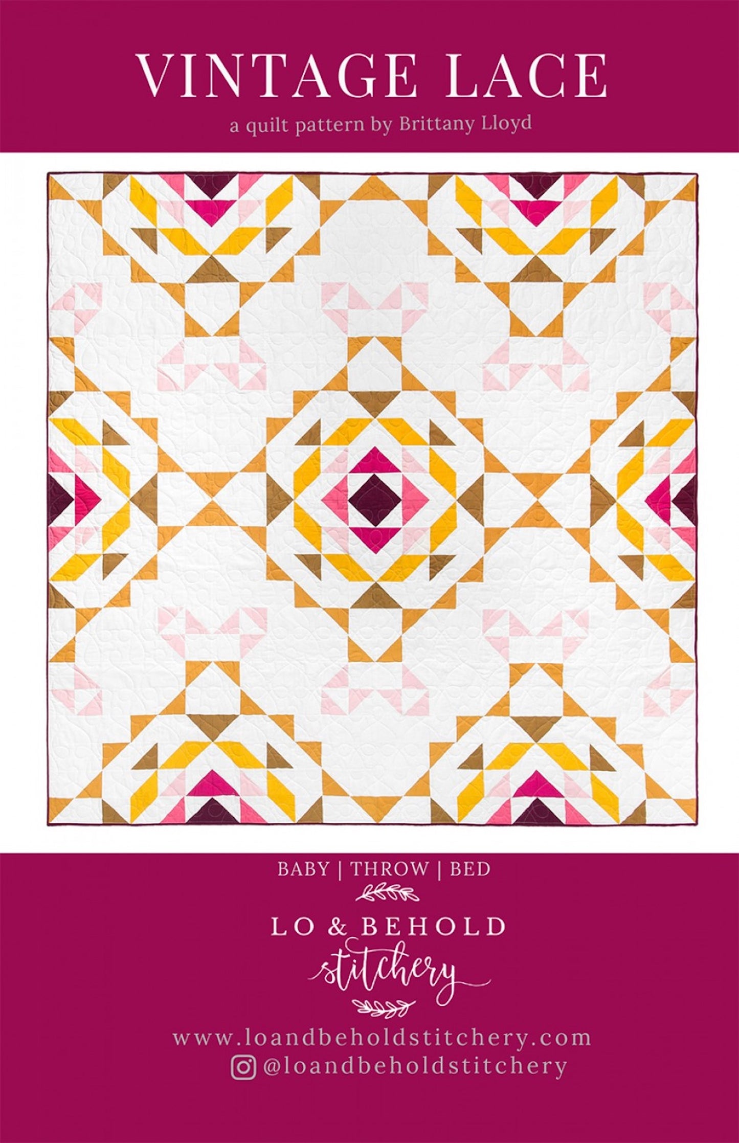 Vintage Lace Quilt Pattern by Lo & Behold Stitchery Front Cover