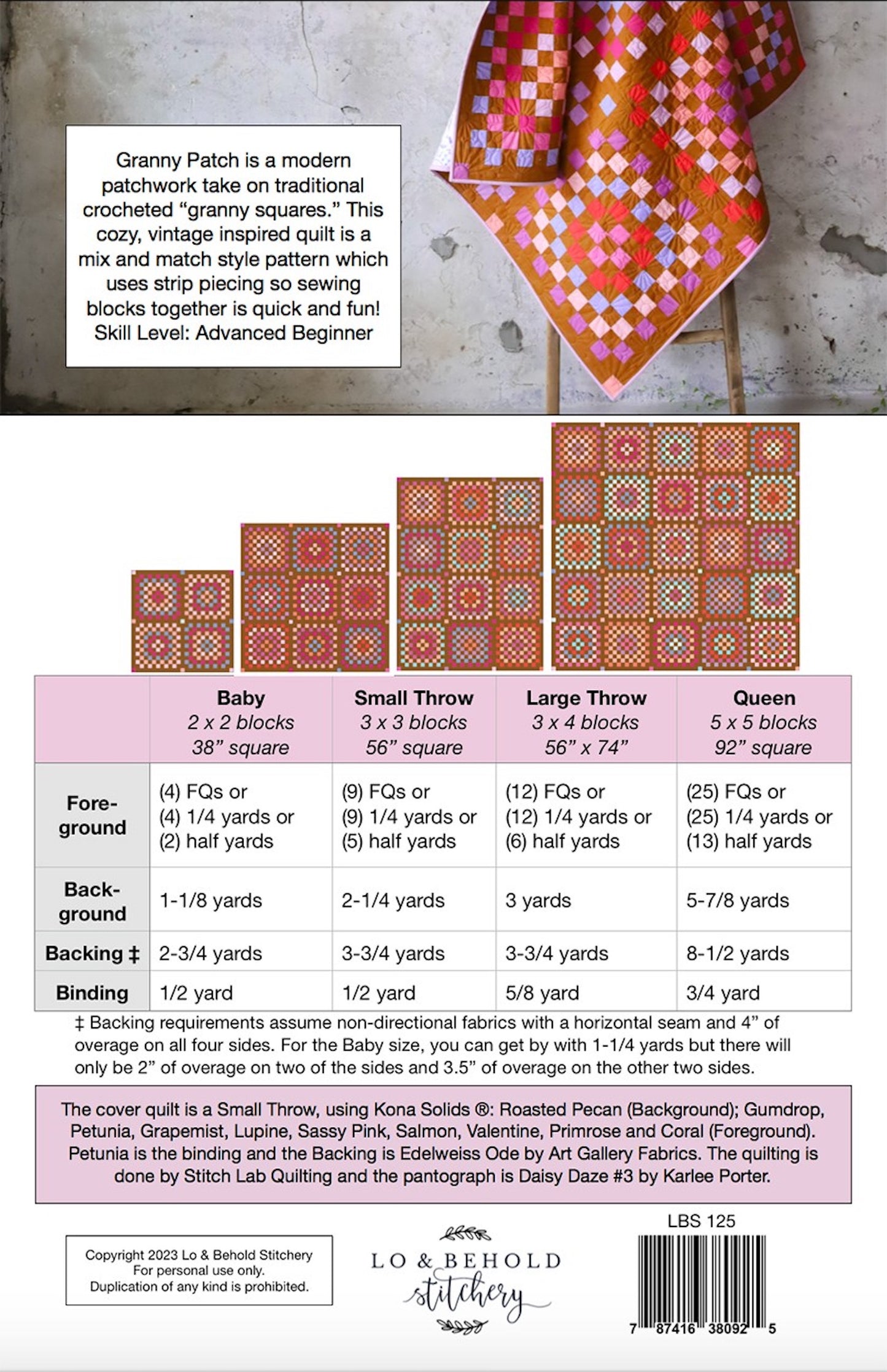 Granny Patch Quilt Pattern Back Cover