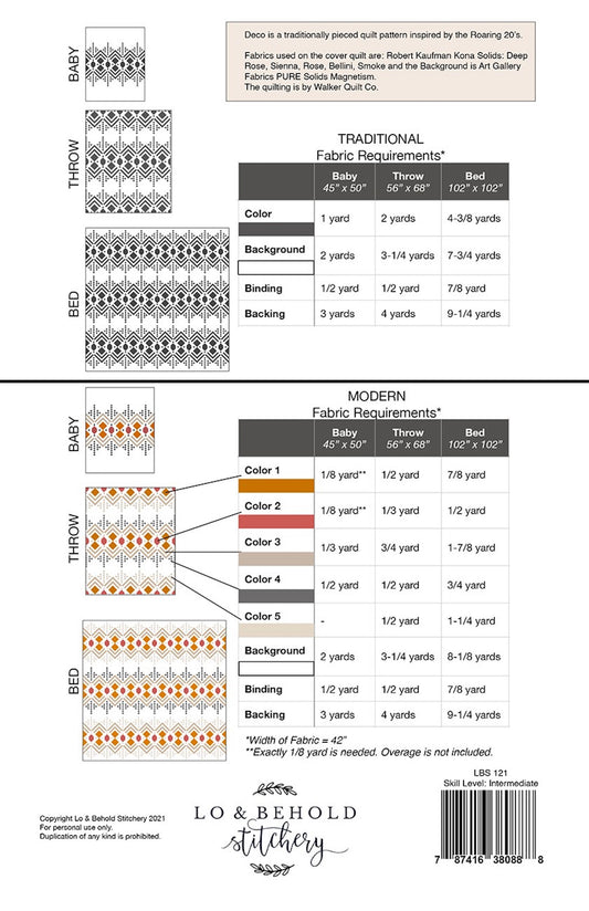 Deco Quilt Pattern by Lo & Behold Stitchery Back Cover