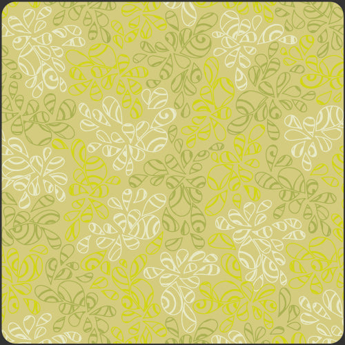 Decorative pattern with floral elements on a green background