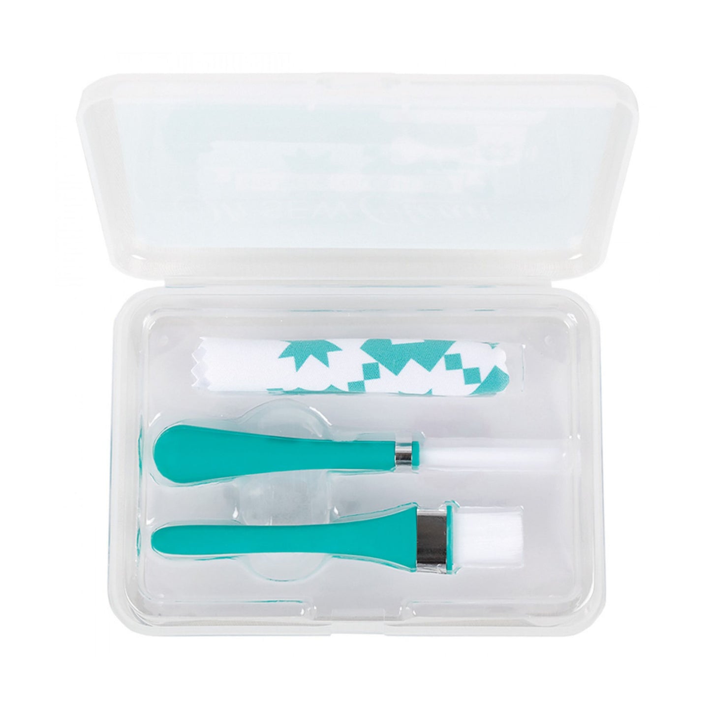 Inside Case of Oh Sew Clean Brush and Cloth Set