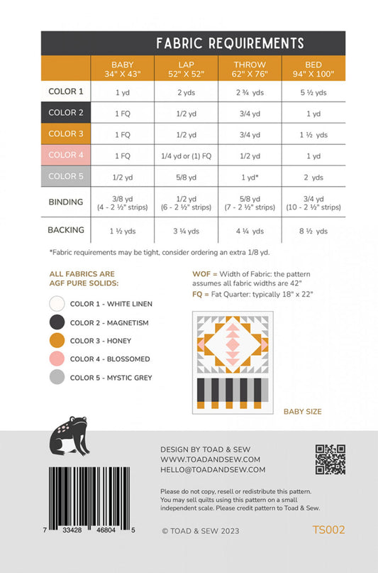 Back of Open Road Quilt Pattern from Toad and Sew