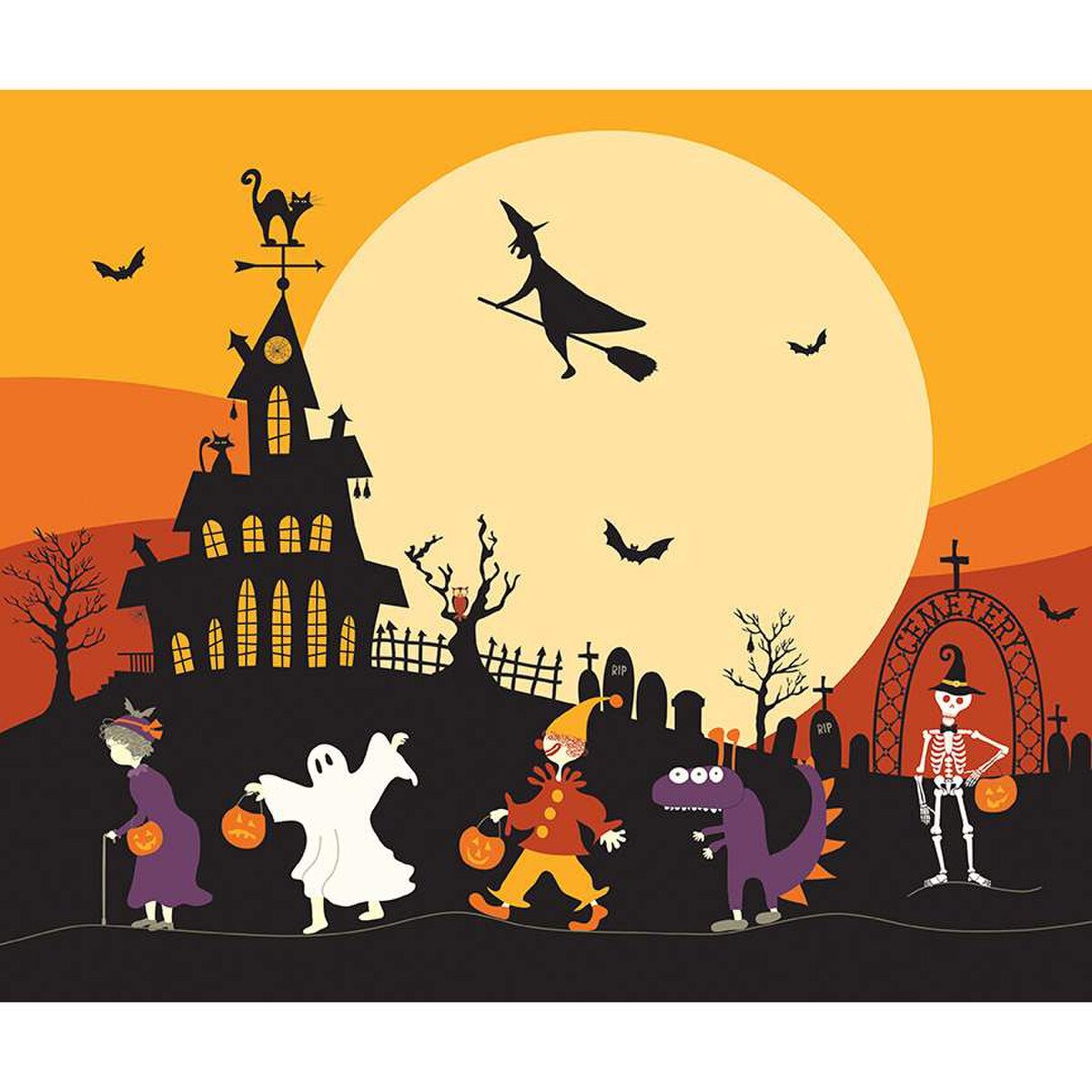 Beggar's Night Trick-or-Treat Panel for Riley Blake Designs