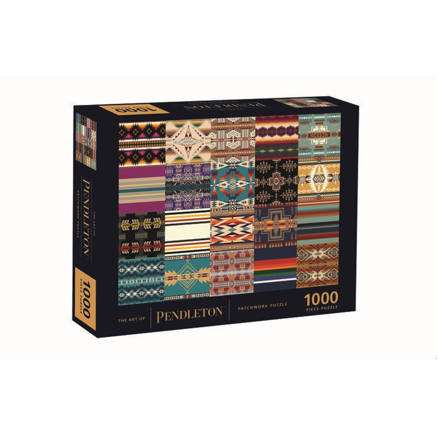 Pendleton puzzle box with patterned design on a white background