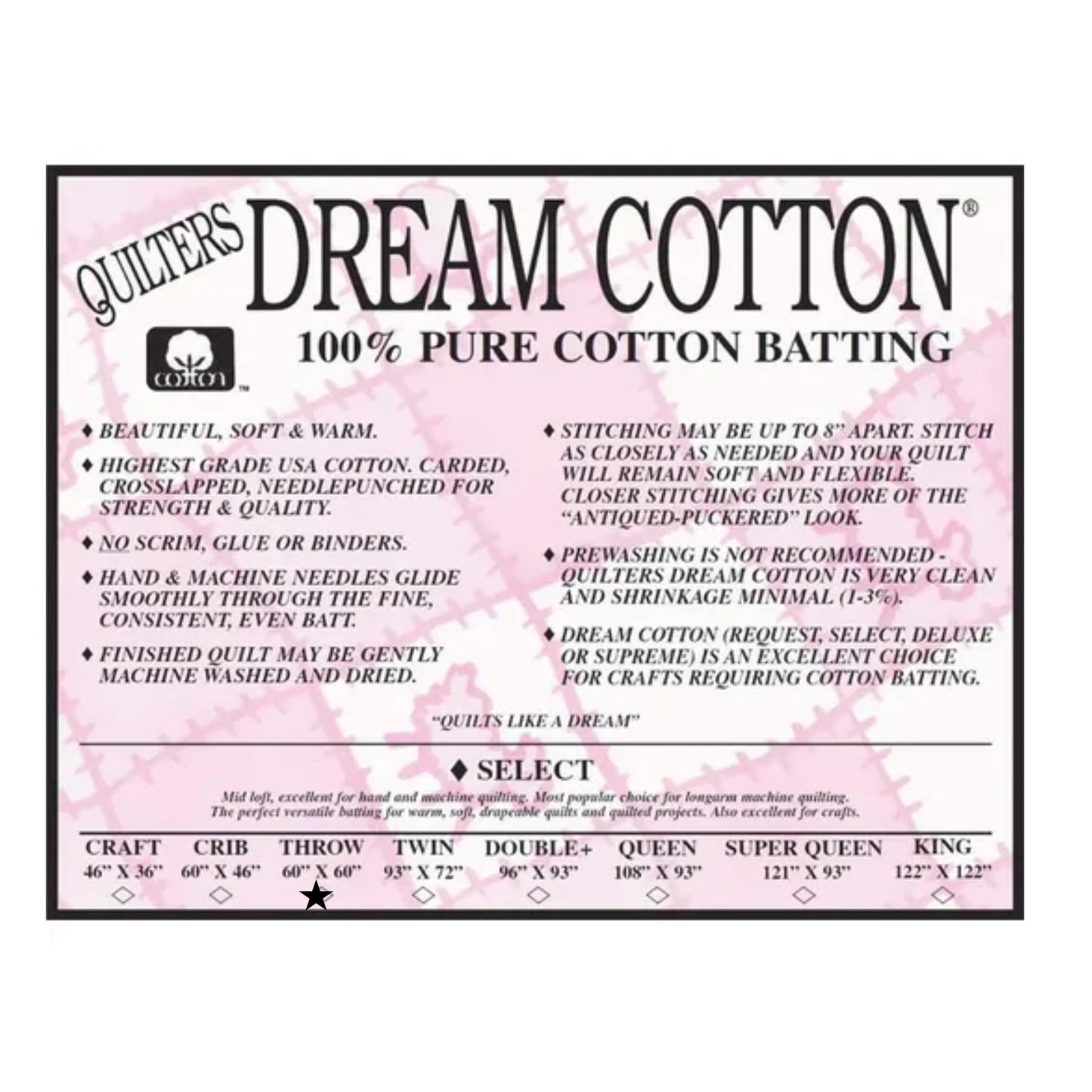 Quilters Dream Select Throw Size in Natural