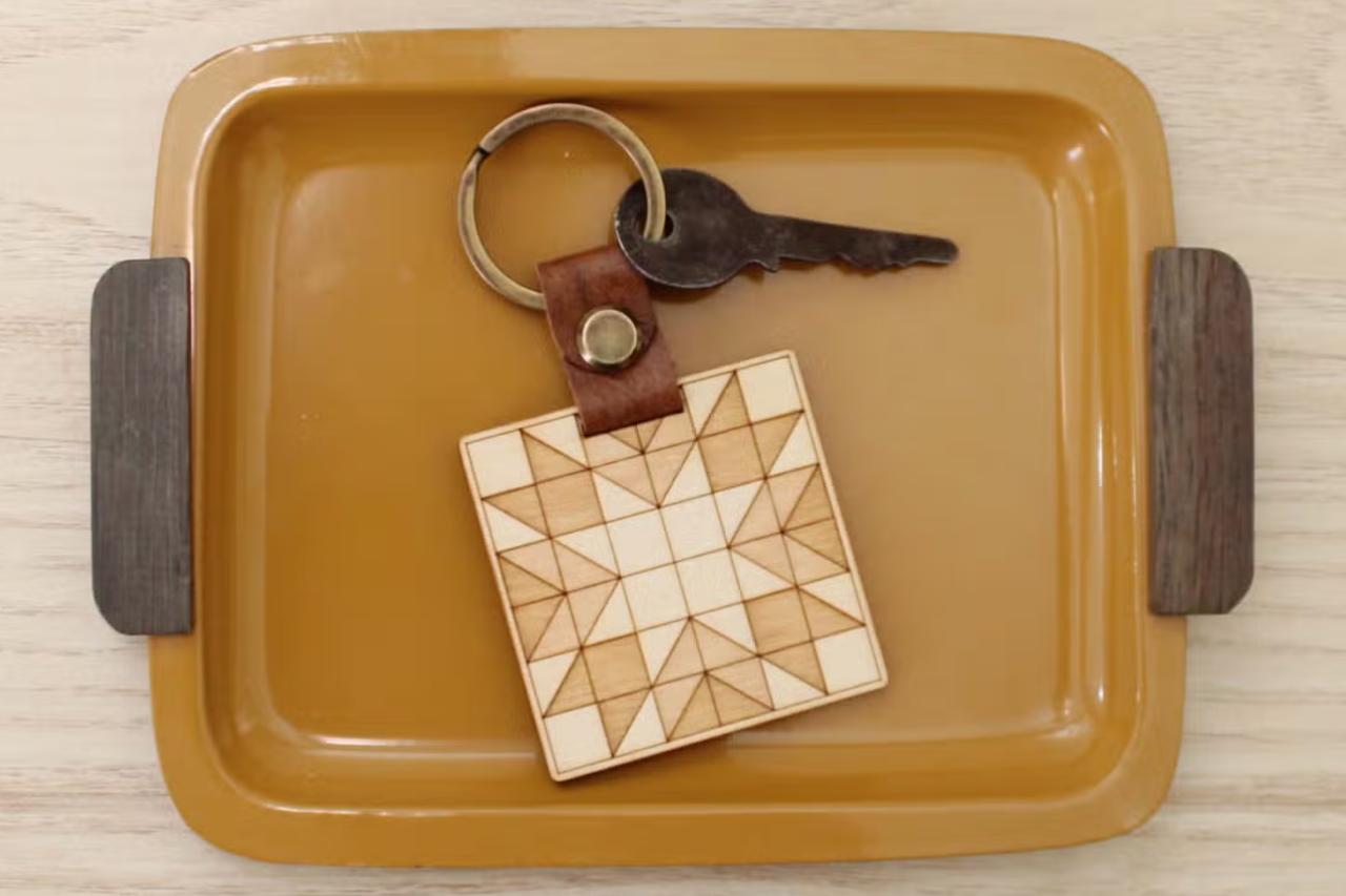 Wood Memory Quilt Block Keychain, by oh, little wren