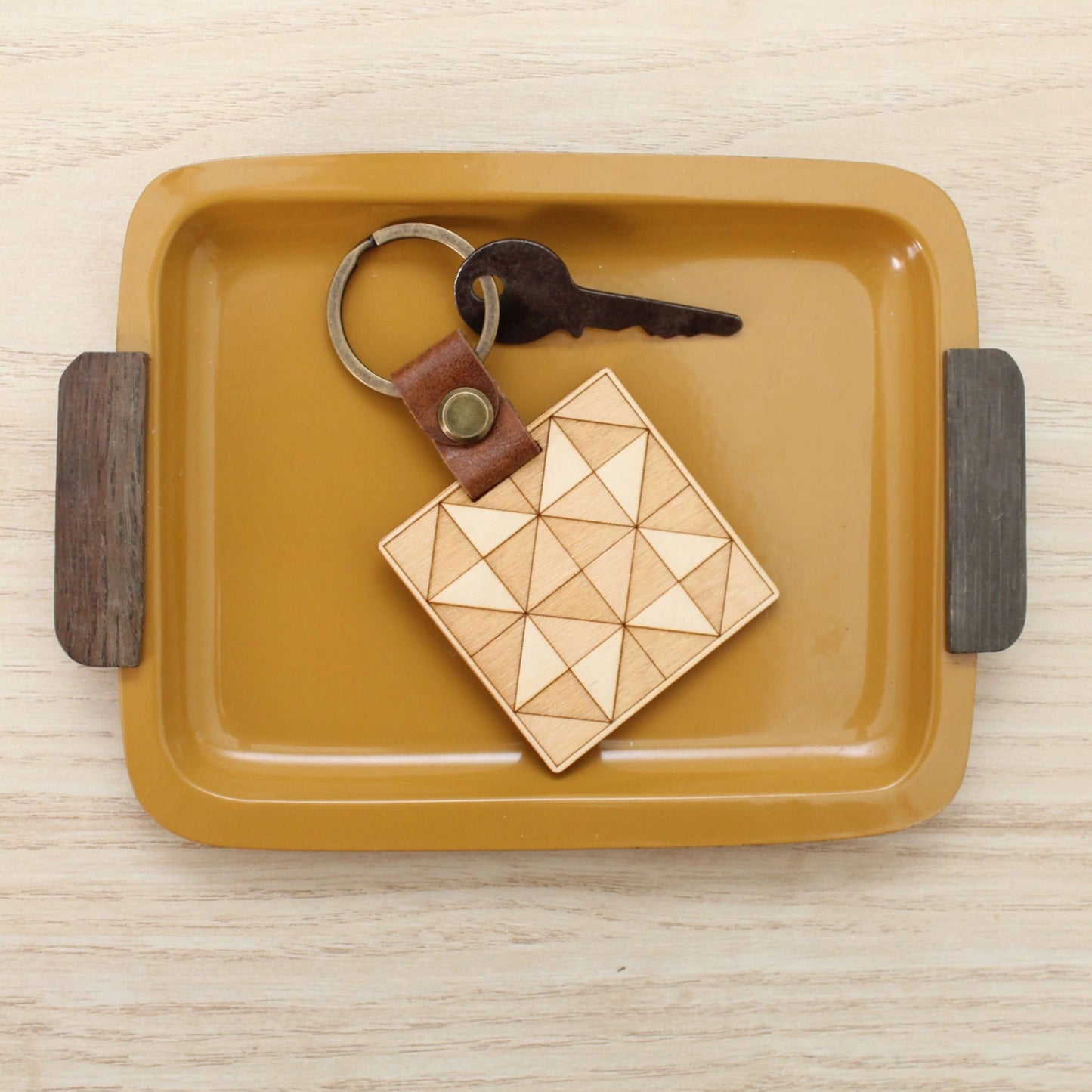 Wood Envelop Motif Quilt Block Keychain by oh, little wren