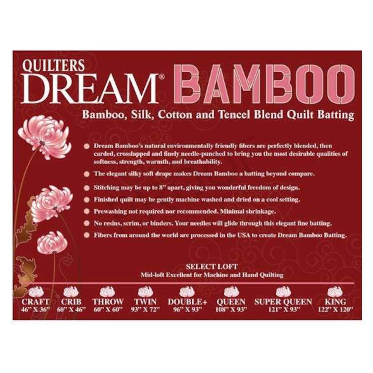 Quilters Dream Bamboo Batting Label