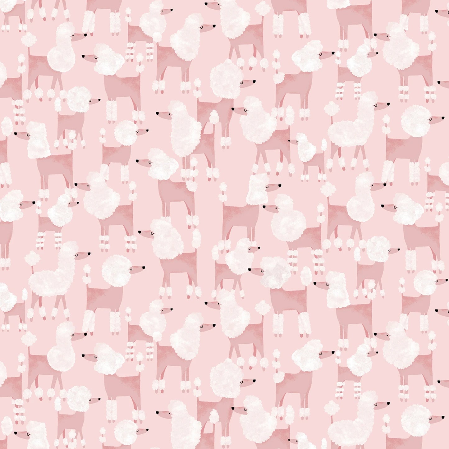 Pattern of white cartoon-like animals on a pink background