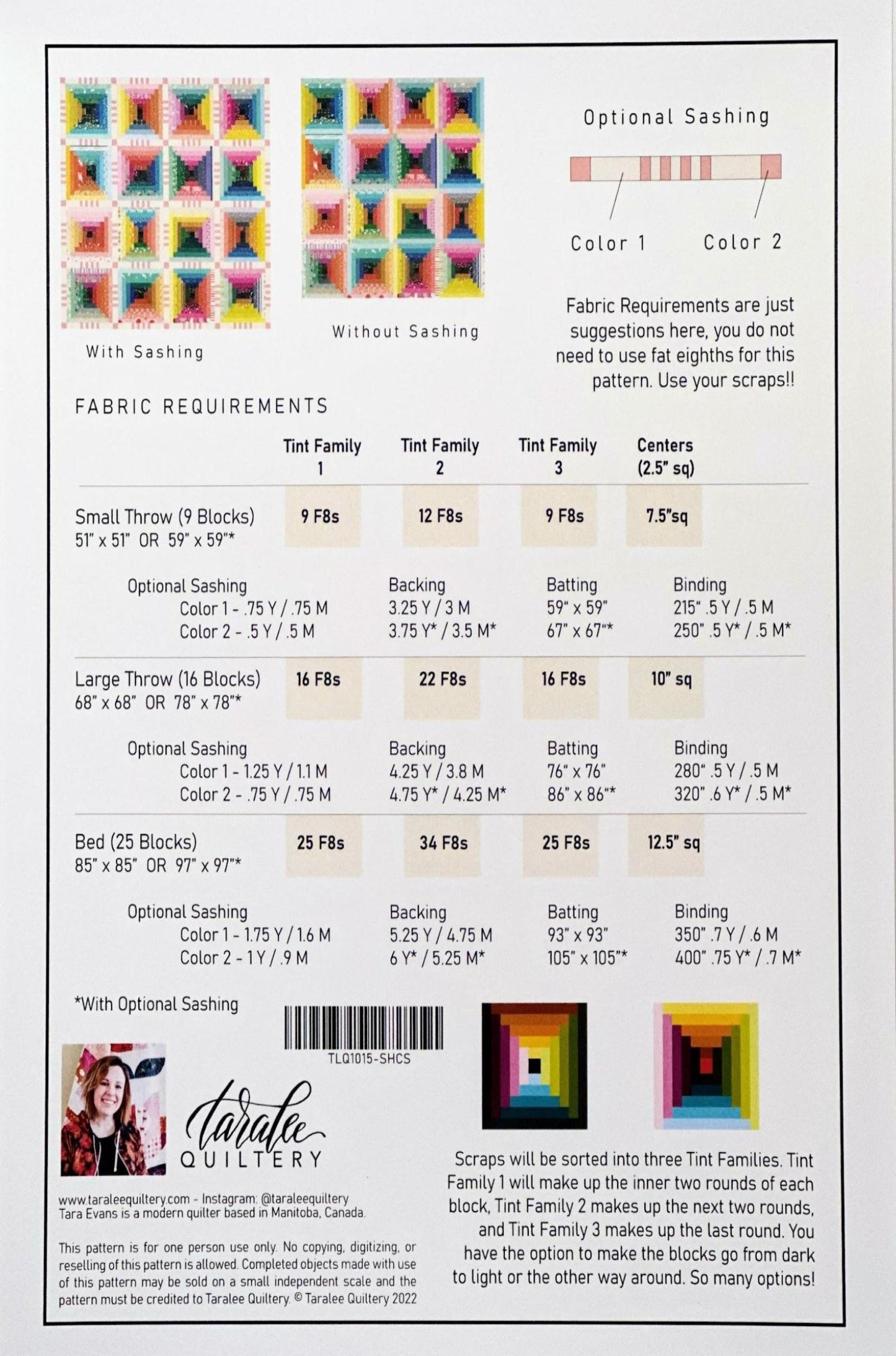 Scrappy Courthouse Steps by Taralee Quiltery back cover