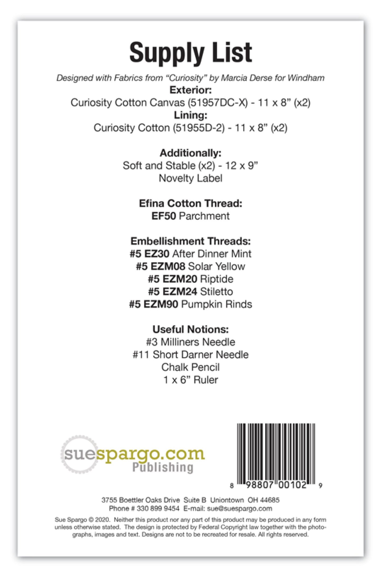 Supply list for a craft project with materials and measurements on a white background