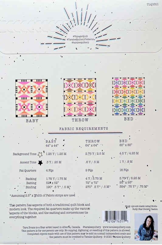 Voyager Quilt Pattern by Taralee Quiltery back cover