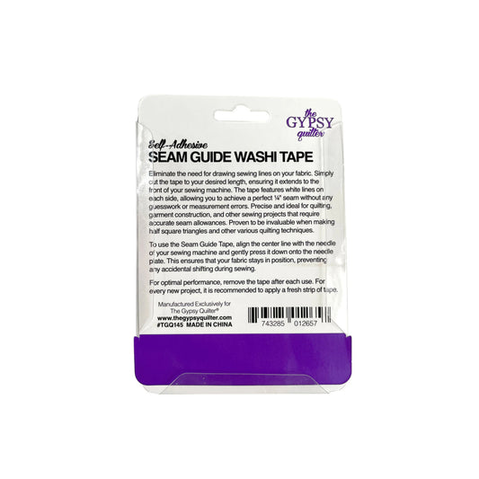 Packaging of The Gypsy Quilter Seam Guide Washi Tape on a white background