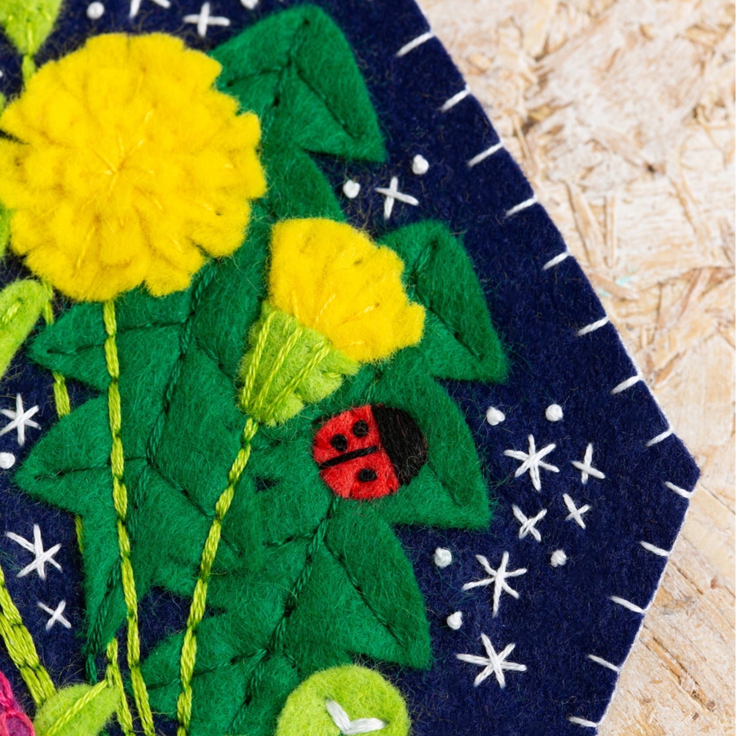 Close up of Wildflower Pennant Felt Craft Kit
