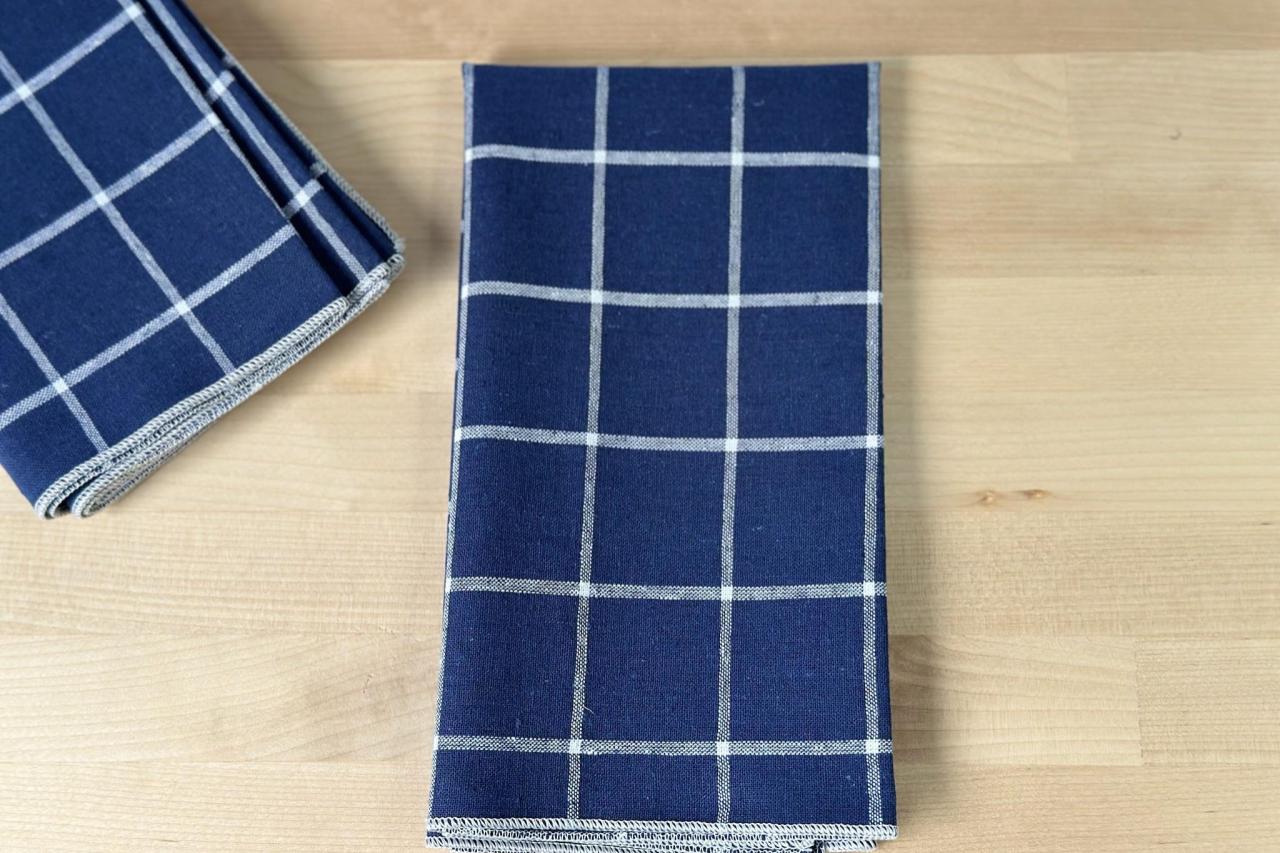 Navy Windowpane Cloth Napkin by Dot & Army