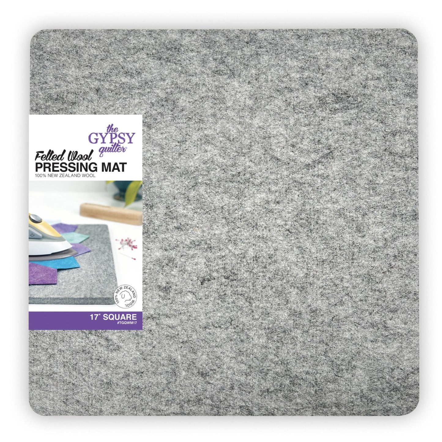 Felted Wool Pressing Mat by the Gypsy Quilter, size 17" Square