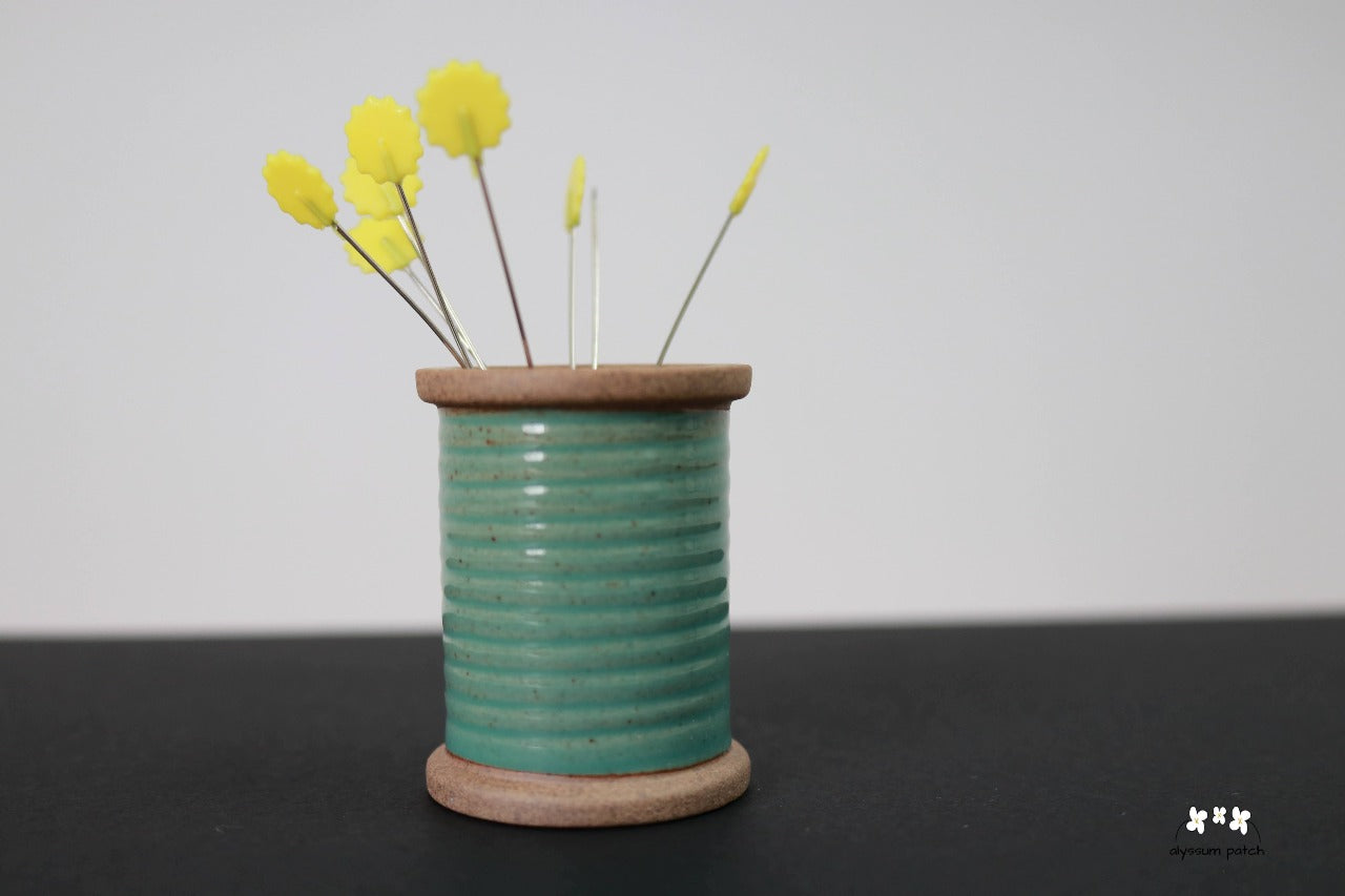 Sage Green Ceramic Spool Magnetic Pin Holder