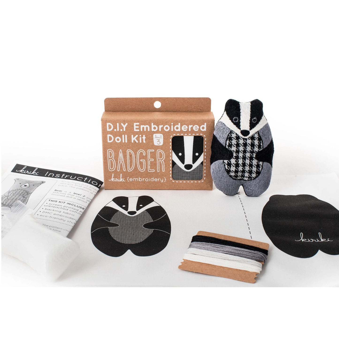 Contents of Badger Embroidery Doll Kit