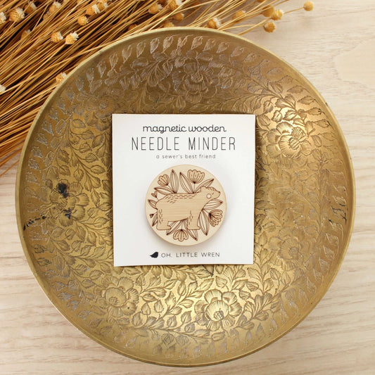 Magnetic Wooden Needle Minder, bear, in packaging by oh, little wren