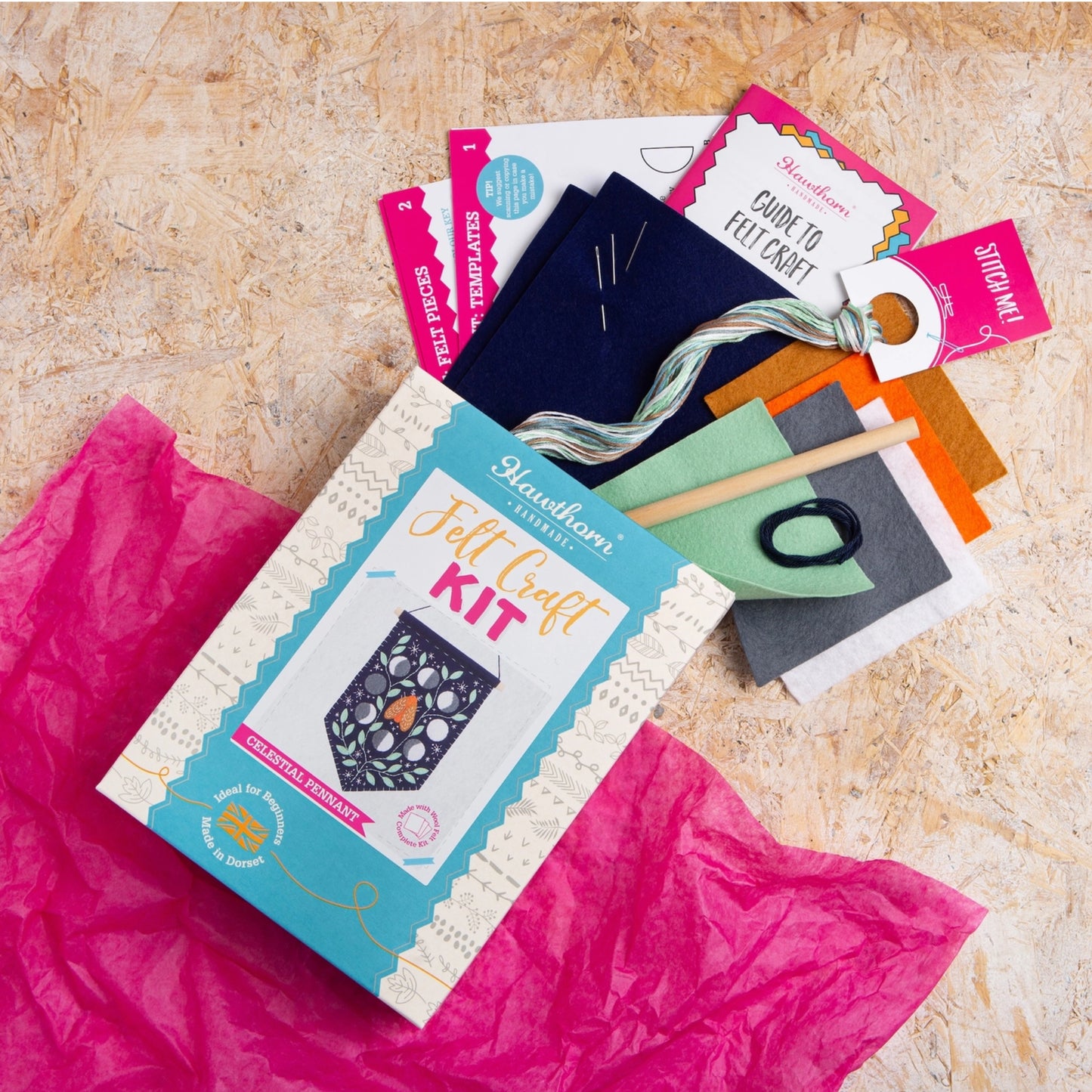Contents of Celestial Pennant Felt Kit
