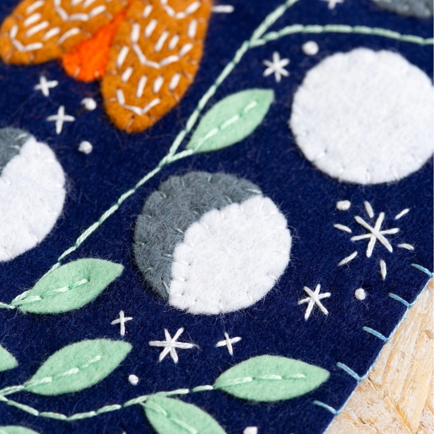 Close up of Celestial Pennant Felt Craft Kit