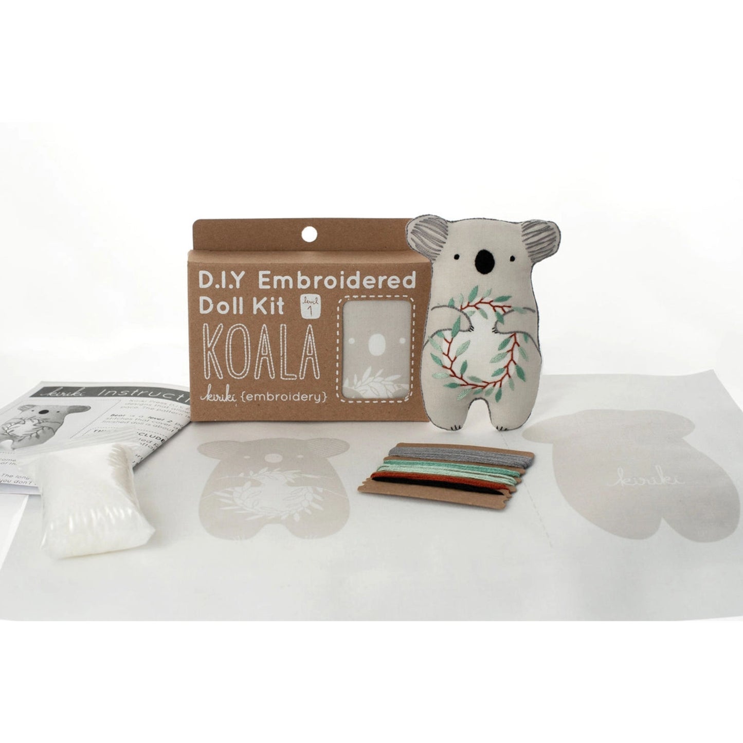 Koala Embroidered Doll Kit package and contents