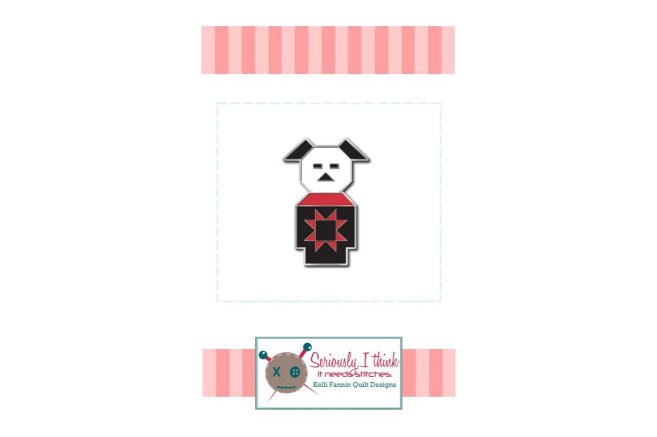 Vintage Play People Dog Enamel Pin by Kelli Fannin Quilt Designs