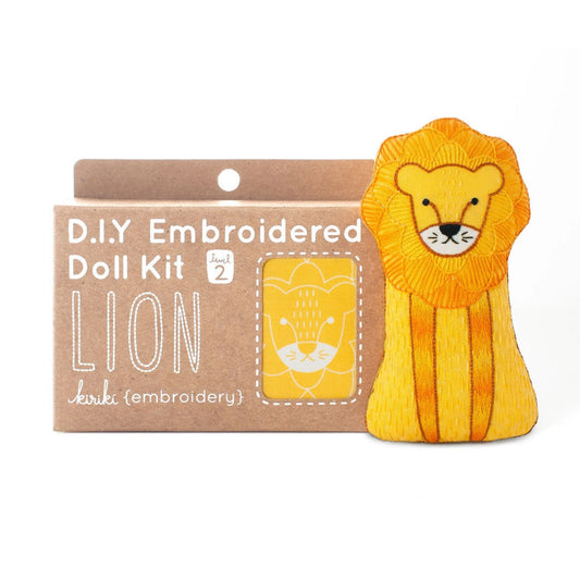 Lion Embroidered Doll Kit in package